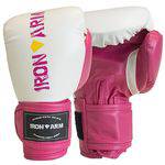 Luva Boxe Muay Thai Training 12 Oz Branco e Rosa Iron Arm
