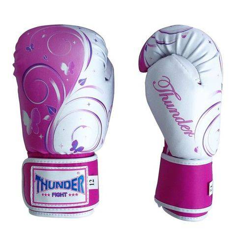 Luva de Boxe / Muay Thai 10oz Feminina - Borboleta Rosa - Thunder Fight