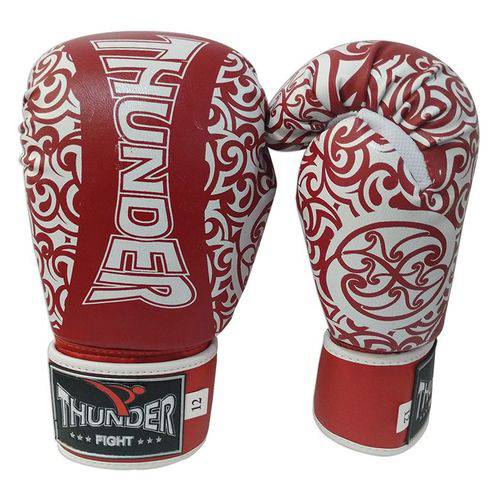 Luva de Boxe / Muay Thai 12oz - Vermelho com Branco Maori - Thunder Fight