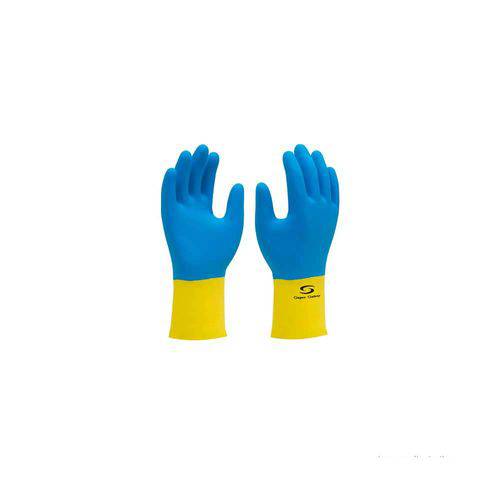 Luva de Látex Supermix Tamanho 9 Ca 33333 Amarela e Azul Super Safety