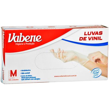 Luva de Vinil Sem Pó Vabene M 100un.