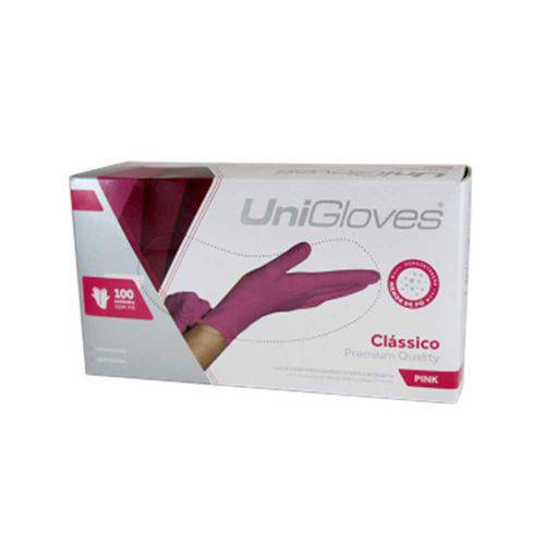 Luva Procedimento com Pó Unigloves Rosa (caixa com 100 Unidades)