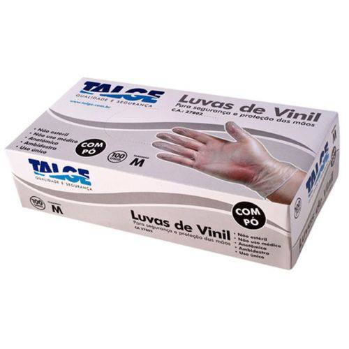 Luva Vinil Talge C/talco `media` C/100 Caixa C/ 100 Luvas