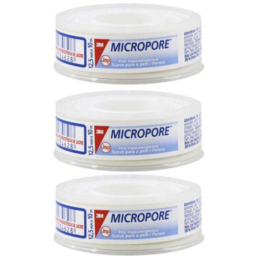 3m Micropore Hospitalar 12,5mmx10m (kit C/03)