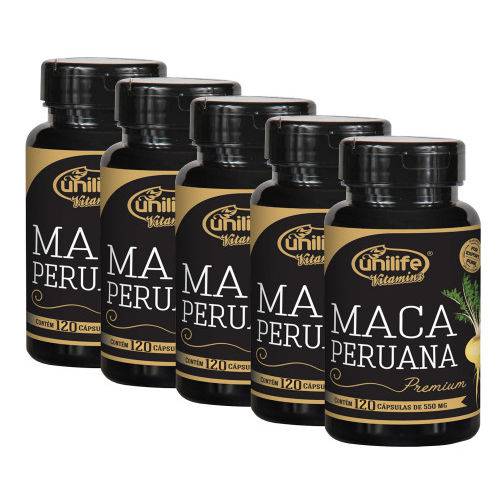 Maca Peruana Premium Pura Sem Misturas 600 Capsulas Unilife - 5 Potes 120 Capsulas
