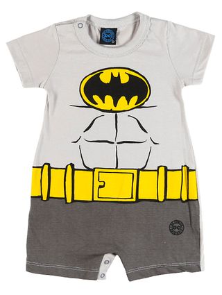Macacão Batman Infantil para Bebê Menino - Cinza