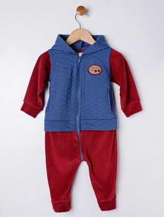 Macacão Infantil para Bebê Menino - Vermelho/azul