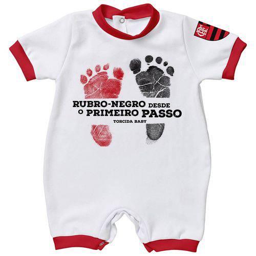 Macacao Infantil Torcida Baby Flamengo Suedine Curto Primeiro Passo