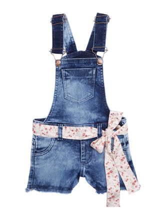 Macacão Jardineira Jeans Infantil para Menina - Azul