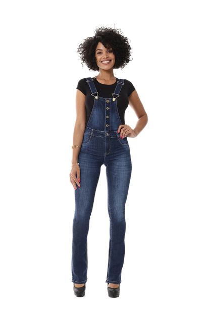 Macacão Jeans Feminino Flare Boot Cut - 254857 36