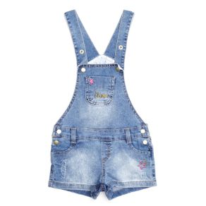 Macacão Jeans Jardineira Infantil para Menina - Azul 2
