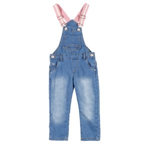Macacão Jeans Jardineira Infantil para Menina - Azul 2