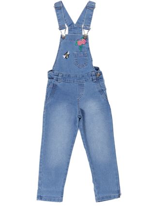 Macacão Jeans Jardineira Infantil para Menina - Azul