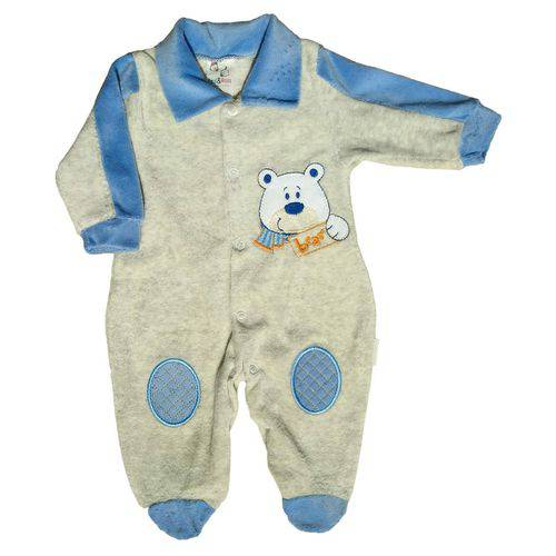 Macacão para Bebê em Plush com Bordado Bear - Brotinhos - Cinza