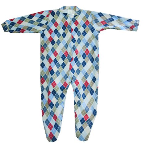 Macacão Pijama de Soft Xadrez Azul 1 ao 4 1