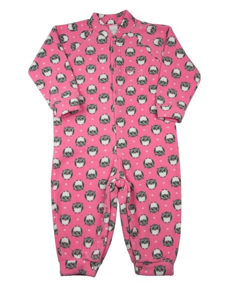 Macacão Pijama Infantil Microsoft Estampado Bichos - Rosa 5