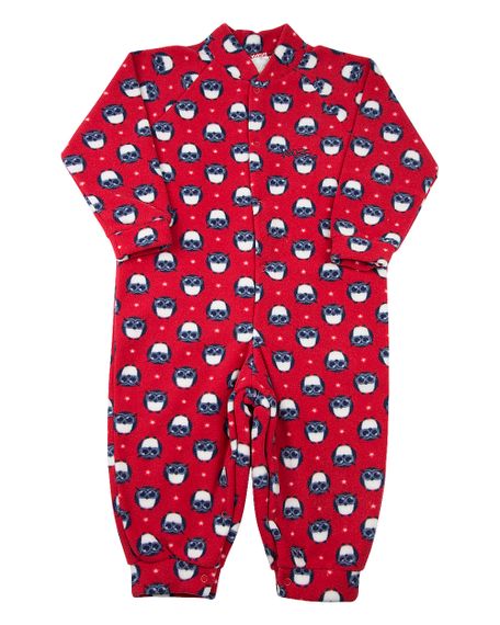 Macacão Pijama Infantil Microsoft Estampado Bichos - Vermelho 1