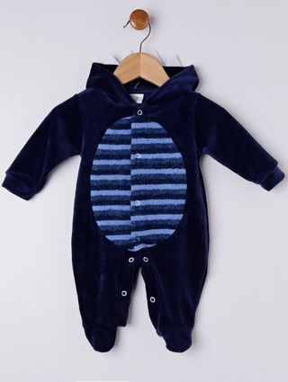 Macacão Plush Infantil para Bebê Menino - Azul Marinho
