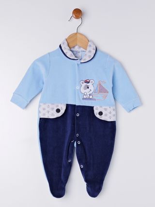 Macacão Plush Infantil para Bebê Menino - Azul/marinho