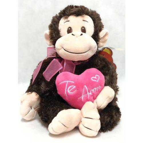 Macaco Pelúcia Nino Love P Rosa - Bbr Toys