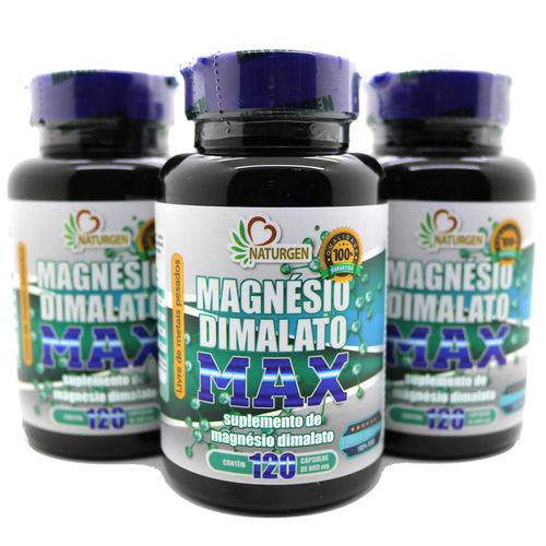 3 Magnesio Dimalato 800MG 120 Caps - Puro- Ultra Concentrado