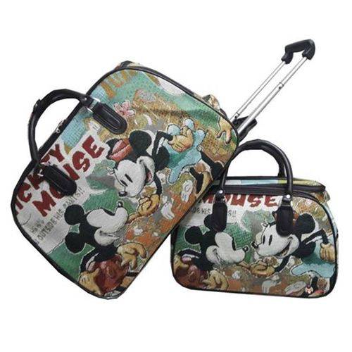 Mala de Viagem Mickey com Rodas Embutidas Kit C/ 1 Grande e 1 Média