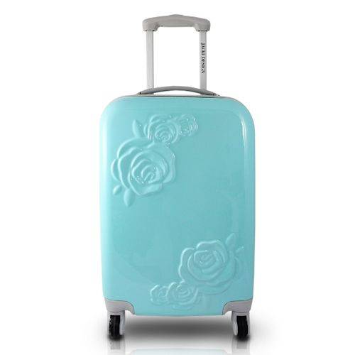 Mala de Viagem Resistente com Rodinhas 360 Graus com Flor em Relevo Jacki Design Azul