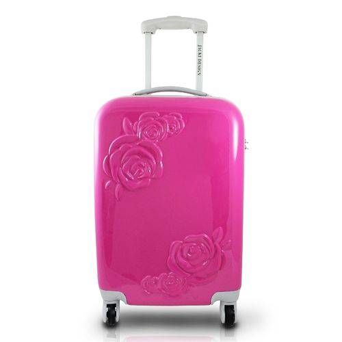 Mala de Viagem Resistente com Rodinhas 360 Graus com Flor em Relevo Jacki Design Pink