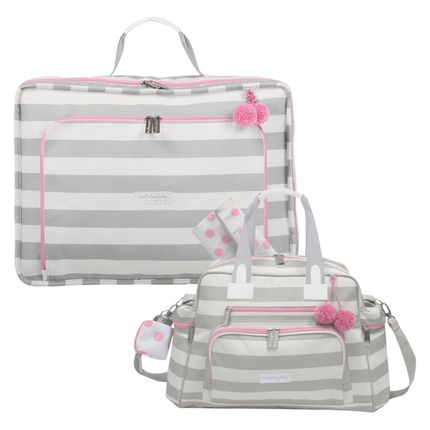 Mala Maternidade Vintage + Bolsa Everyday Candy Colors Pink - Masterbag