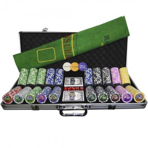 Maleta de Poker 500 Fichas 11,5g Oficiais Brilhantes Grand Royale Numeradas e Dealer