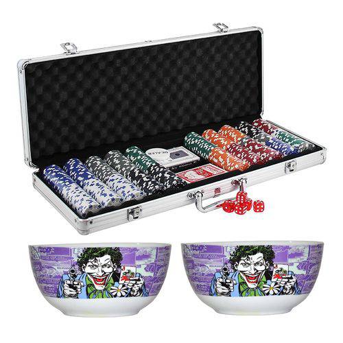 Maleta de Poker em Alumínio 500 Fichas Pk-500 Western + 2 Bowls Porcelana Dc Joker