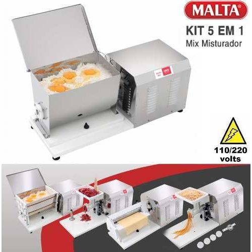 Malta Mix 5x1 Misturadeira Cilindro de Massa Extrusora Biscoitos Moedor Carne - Bivolt Inox - Malta