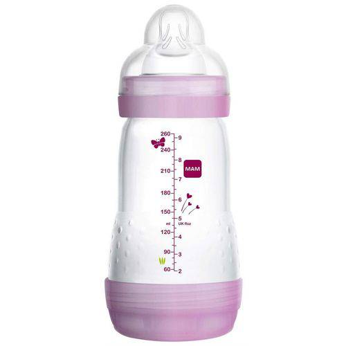 Mamadeira First Bottle Anti-cólica e Auto-esterilizável 260ml Menina - Mam