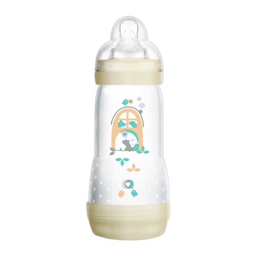 Mamadeira Mam Easy Start First Bottle Bico de Silicone Skin Soft Desenhos Sortidos 320ml 4+ Meses Neutra Ref: 4679