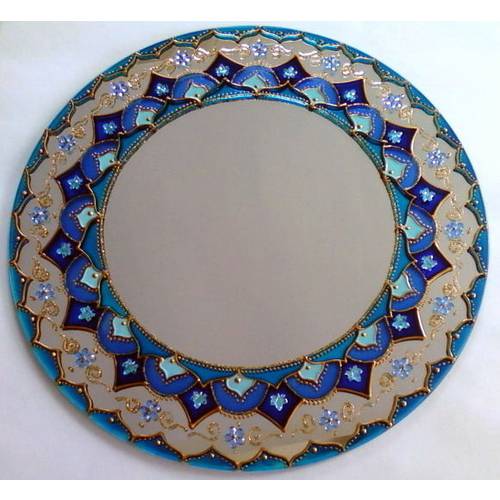 Mandala Azul em Espelho 30cm