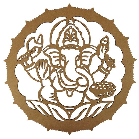 Mandala em MDF 13x13cm Elefante Indiano - Palácio da Arte