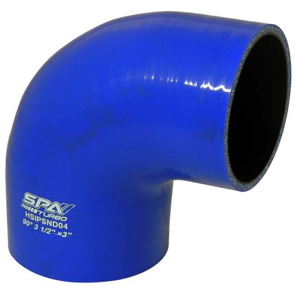 Mangueira de Pressurização de Silicone SPA 90° com Redução 3 1/2" X 3" X 100mm Azul