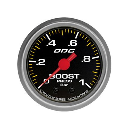 Manômetro de Turbo ODG Linha Evolution 52mm 1 Bar - GRÁTIS: Suporte de Instrumento 52mm Giratório 360°