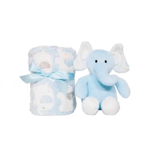Manta com Pelúcia Gift Elefantinho Azul - Buba