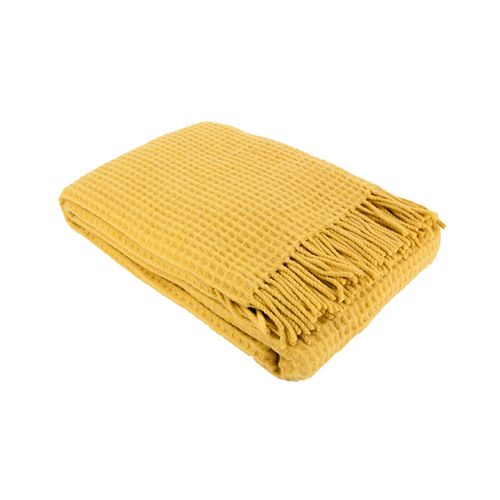 Manta Lã Cordeiro Favos Amarelo - 1,30 X 1,70