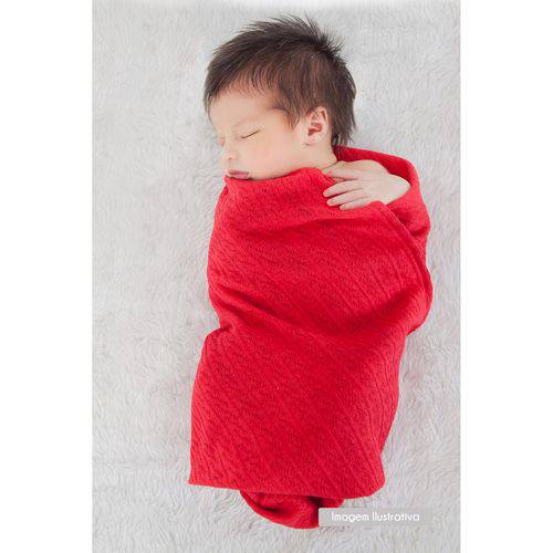 Manta Tricot Tricô 100% Algodão Vermelha Forro de Malha Maternidade Mami
