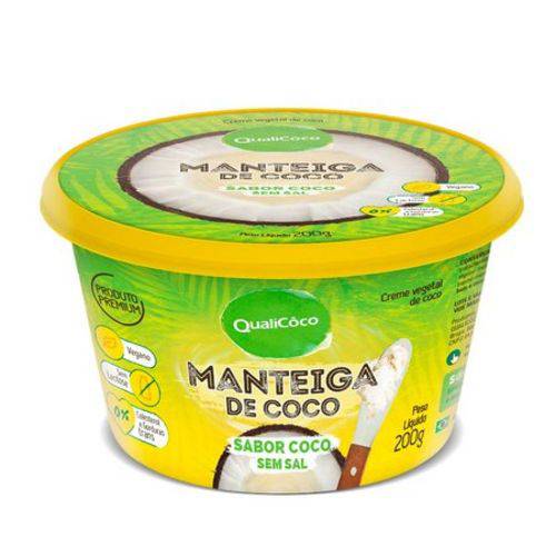 Manteiga de Coco Sabor Coco Sem Sal 200g Qualicoco