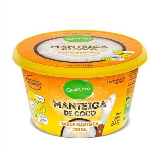 Manteiga de Coco - Sabor Manteiga com Sal - Qualicôco - Pote com 200g