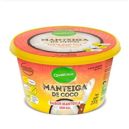 Manteiga de Coco - Sabor Manteiga Sem Sal - Qualicôco - Pote com 200g