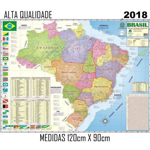 Mapa Brasil Politico Estatístico Rodovia Escolar 120 Cm X 90 Cm Edição 2019 SPMIX
