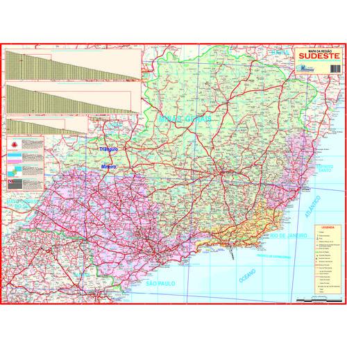 Mapa Brasil Região Sudeste Politico Rodoviario 120cm X 90cm