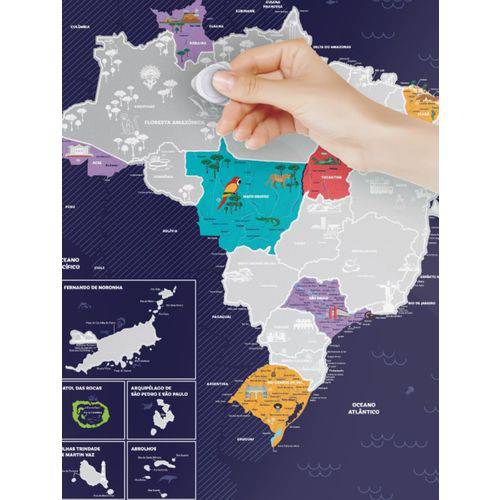 Mapa de Raspar Viagens - Mapa de Raspadinha - Brasil Silver