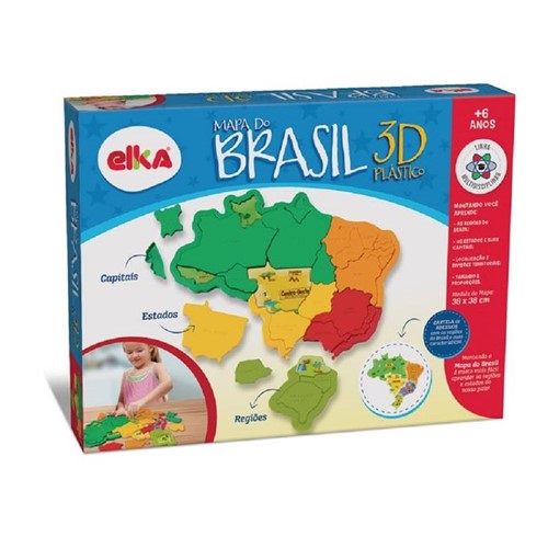 Mapa do Brasil 3d Plástico - Elka - ELKA
