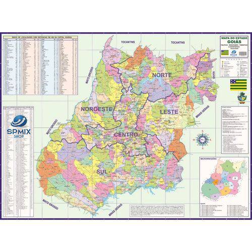 Mapa Estado de Goiás Atualizado - 120cm X 90cm Gigante
