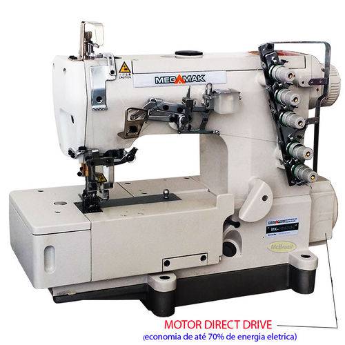 Máquina de Costura Industrial Galoneira Mega Mak MK-31016-01CB-D Completa com Mesa e Motor Direct Drive 220v
